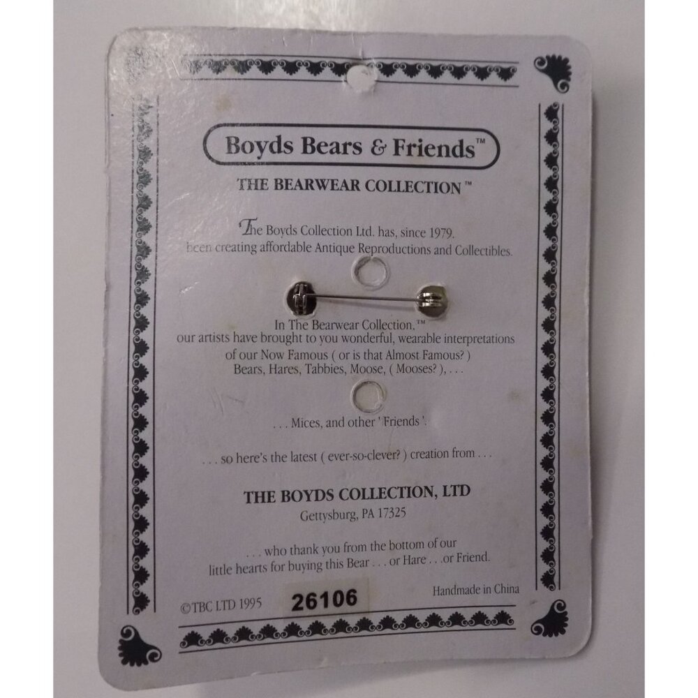 Boyds Bears Bearwear Brooch Lapel Pin Life Is A Daring Adventure Vintage - 26106 - Picture 2 of 4